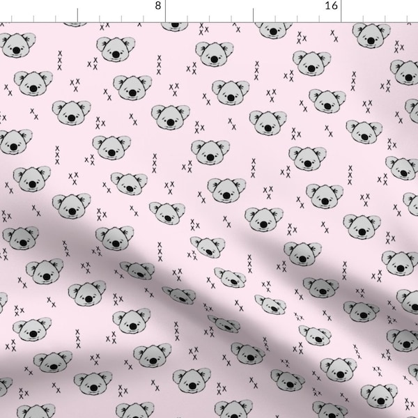 Koala Fabric - (Small Scale) Koala // Lace By Littlearrowdesign - Koala Faces Pink Nursery Decor Cotton Fabric By The Yard With Spoonflower