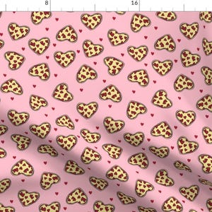 Pizza Fabric - Pizza Heart // Valentines Day Love Pizza Slices Foodie Fabric Pink By Andrea Lauren - Pizza Fabric With Spoonflower