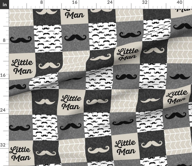Mustache Fabric Mustache Wholecloth Little Man Beige By Littlearrowdesign Boy Nursery Quilting Cotton Fabric By The Yard With Spoonflower image 3