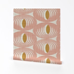 Midcentury Modern Removable Peel and Stick Wallpaper -  Retro Geometric Mcm Mod - Wall Art Wall Decor - Oculus Blush Large by heatherdutton