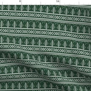 Woodland Green Winter Knits Fabric - Tree (Green) || Winter Knits By Littlearrowdesign - Cotton Fabric by the yard With Spoonflower