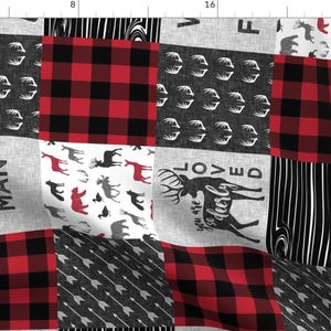 Buffalo Plaid Quilt Woodlanf Red Black Fabric - Wildfree/Deerly Loved Little Man Patchwork Wholecloth - C11 Plaid(90) By Littlearrowdesign