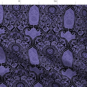 Victorian Fabric - Black Lace Clock Face by spellstone - Gothic Halloween Steampunk Spooky Autumn Fall Fabric by the Yard by Spoonflower