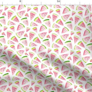Pink Watercolor Watermelon Fabric - Watermelon Love By Dinaramay - Watermelon Cotton Fabric By The Yard With Spoonflower