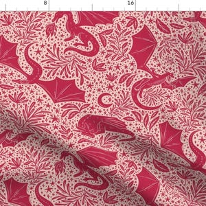 Fantasy Dragons Fabric - Magenta Dragons by writtenbykristen - Fairy Tale Magenta 2023 Color Trend Fabric by the Yard by Spoonflower