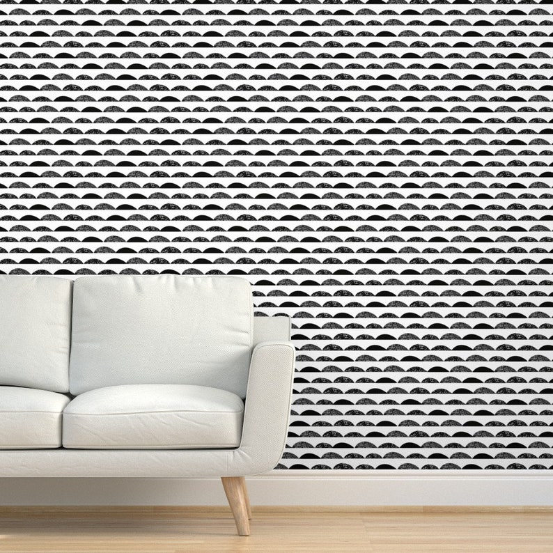 Nursery Wallpaper Scallops / Scallop Black and White Scallop - Etsy