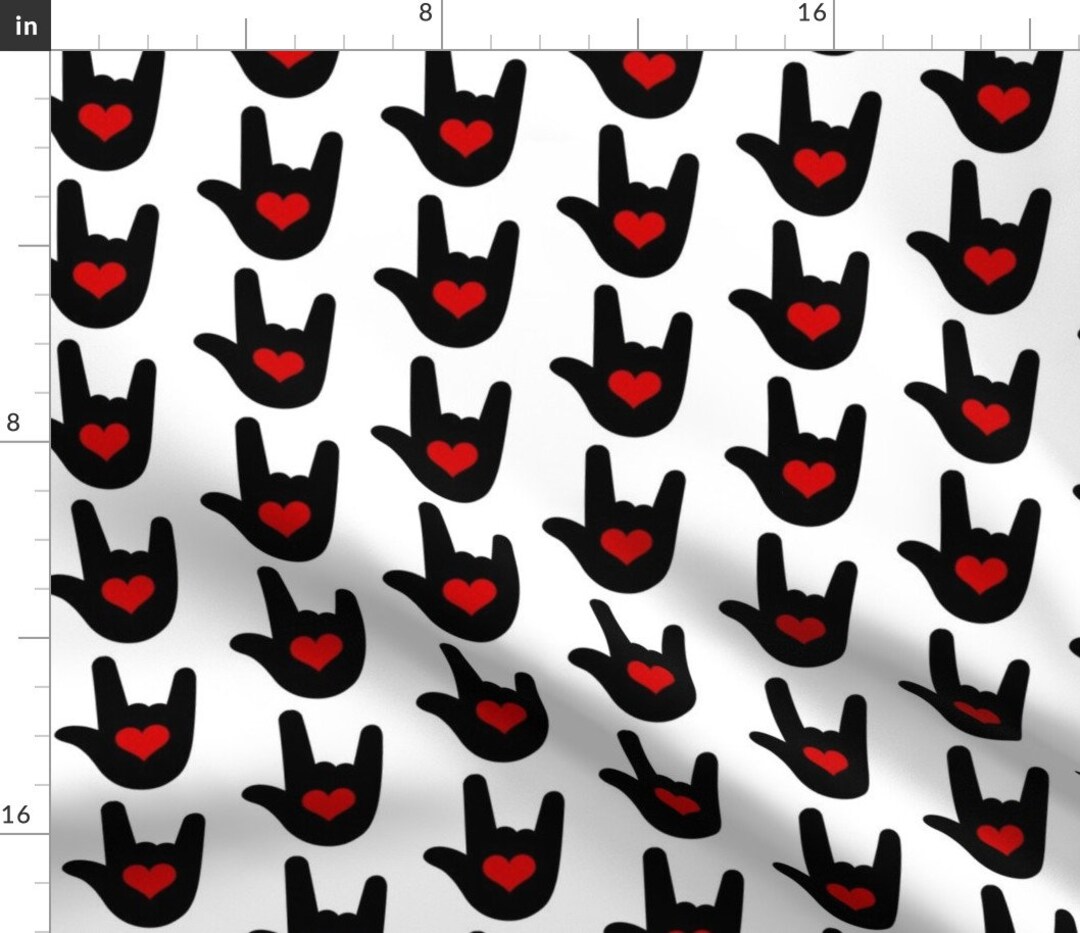 Sign Language Love Fabric I Love You Sign Language Asl Black Etsy