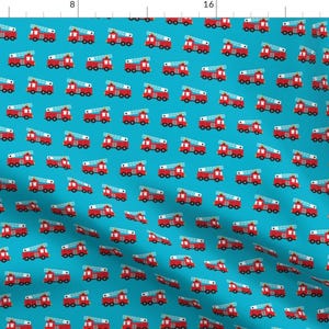 Rescue Fabric - Fire To The Rescue Fire Engine Truck For Boys By Littlesmilemakers - Firetruck Cotton Fabric By The Yard With Spoonflower