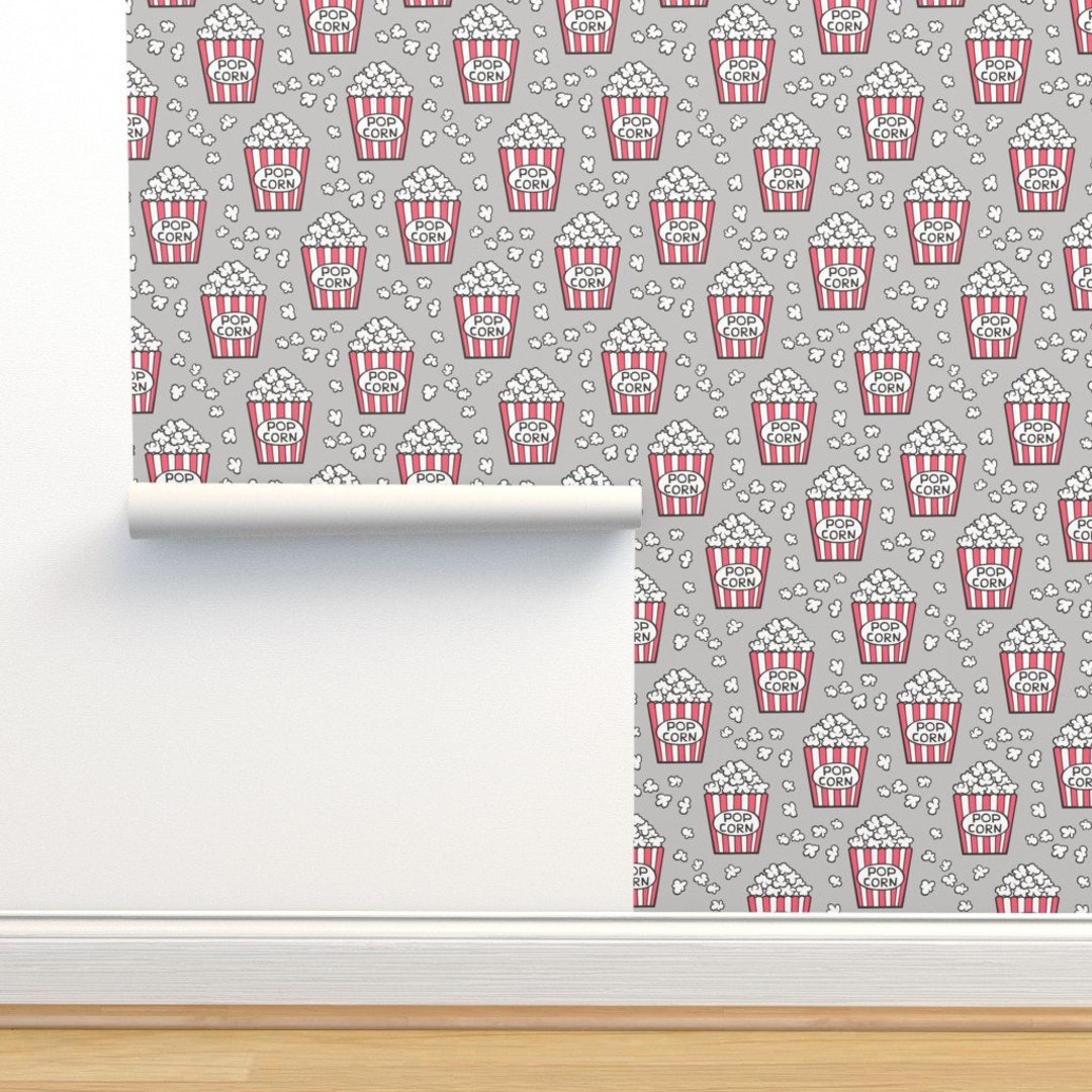 Popcorn Wallpaper Popcorn on Light Grey by Caja Design - Etsy
