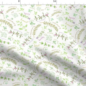 Spice Herb Fabric - Aromatic Herbs And Cute Titles By Ksanask - Summer Botanical Herb Kitchen Decor Fabric With Spoonflower