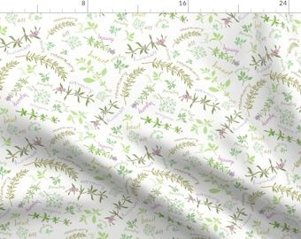Spice Herb Fabric - Aromatic Herbs And Cute Titles By Ksanask - Summer Botanical Herb Kitchen Decor Fabric With Spoonflower