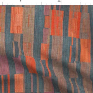 Abstract Midcentury Fabric - Pinnacle Magma by ormolu - Block Print Orange Gray  Earth Tone Vermillion Fabric by the Yard by Spoonflower