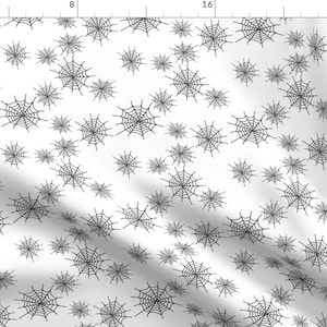 Black Spider Webs fabric designed by Mint Peony- Cotton Spider fabric by the yard with Spoonflower