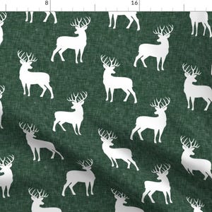 Buck Fabric - Bucks On Green By Littlearrowdesign - Buck Deer Hunting Woodland Nursery Animals Cotton Fabric By The Yard With Spoonflower