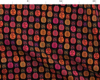May include: A black background with a repeating pattern of colorful pineapples. Each pineapple has the text "You had me at aloha" written on it.