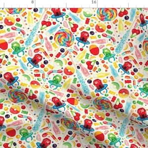 Tiny Scale Classic Fabric - Candy White By Kellygilleran - Gummy Candy Mask Scale Red Yellow Cotton Fabric By The Yard With Spoonflower