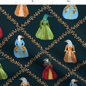 Whimsical Fabric - Tudor Birds by dasbrooklyn -  Quirky Birds Fantasy Elizabethan Tudor Renaissance Goose Fabric by the Yard by Spoonflower