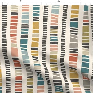 Colorful Fabric - Modern Stripes by anequ_studio - Mid Century Multi Colored Fabric by the Yard by Spoonflower image 1