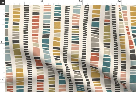 Colorful Fabric - Modern Stripes by anequ_studio - Mid Century Multi Colored Fabric by the Yard by Spoonflower