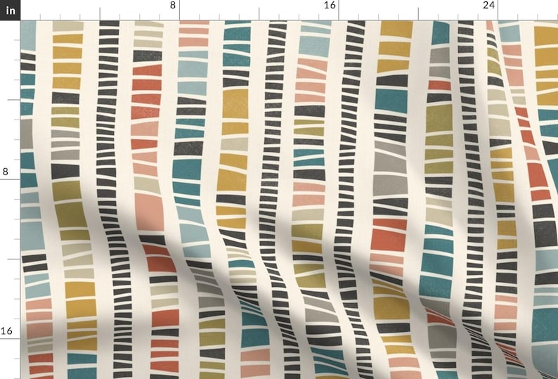 Colorful Fabric - Modern Stripes by anequ_studio - Mid Century Multi Colored Fabric by the Yard by Spoonflower image 1