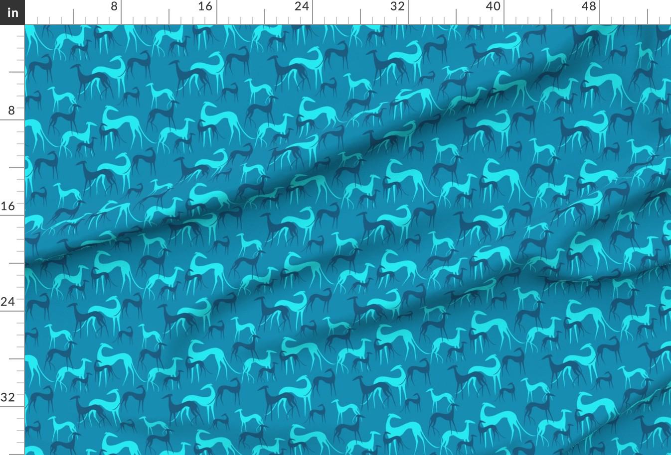 Greyhound Fabric - Sighthounds Ocean by Lobitos - Greyhound Dog Breed ...