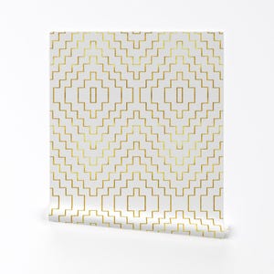 Diamond Wallpaper - Railroad Mini Aspen In Gold By Willowlanetextiles - Custom Printed Removable Self Adhesive Wallpaper Roll by Spoonflower