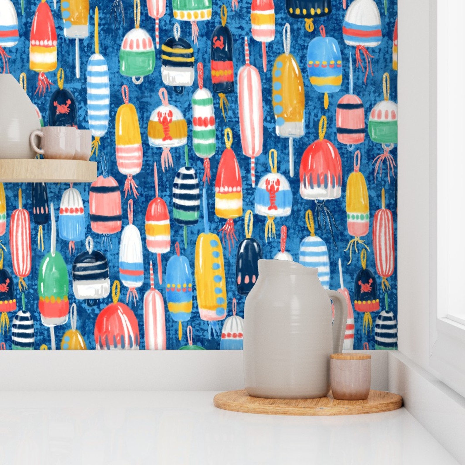 Nautical Buoy Wallpaper Lobster Buoys Maximalism 14 by - Etsy