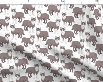 Grey and White Husky Dogs Fabric - Siberian Husky By Dariara - Pet Wolf Dog Cotton Fabric By The Yard With Spoonflower