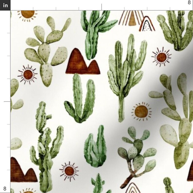 Sonora Sunrise Fabric - Sonora Sunrise Cactus By Hipkiddesigns - Southwestern Boho Saguaro Cactus Cotton Fabric By The Yard With Spoonflower image 3