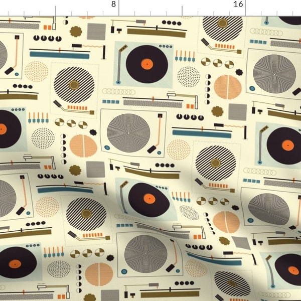 Vinyls Fabric - Bauhaus Records By Katerhees - Bauhaus Vintage Record Vinyl Players Home Decor Cotton Fabric By The Yard With Spoonflower