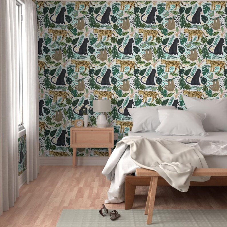 Rain Forest Wallpaper - Emerald Rain Forest Animals By Tangerine-Tane - Custom Printed Removable Self Adhesive Wallpaper Roll by Spoonflower image 5