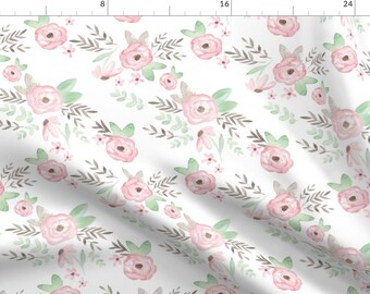 Pink Watercolor Floral Fabric - Charlotte Floral By Pacemadedesigns - Baby Girl Nursery Floral Cotton Fabric By The Yard With Spoonflower