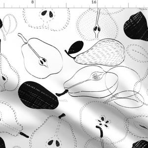Mod Fruit Fabric - Pear By Pragya K - Fruit Pears Black and White Modern Kitchen Food  Cotton Fabric By The Yard With Spoonflower