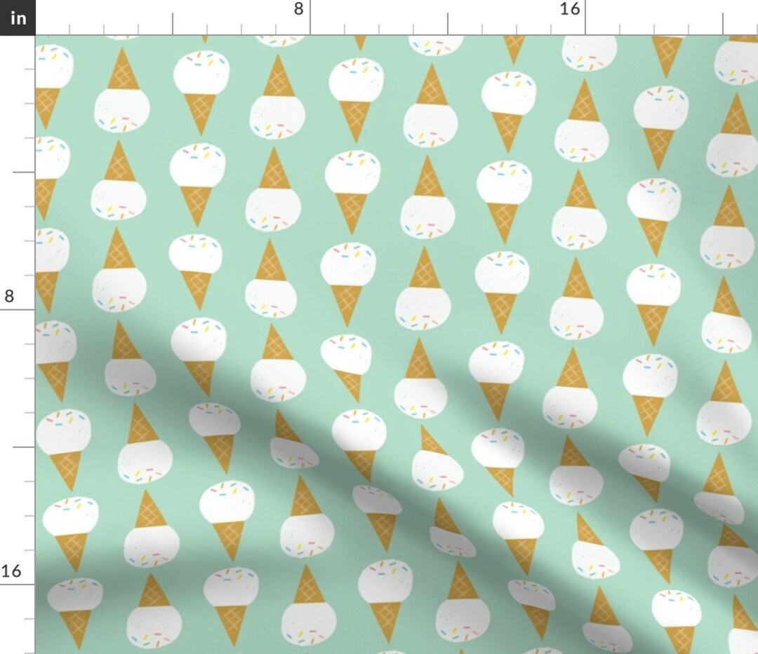 Ice Cream Cone Fabric Vanilla Please Mint by Etsy