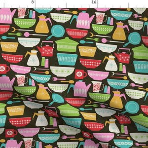 Vintage Kitchen Colorful Fabric - Vintage Kitchen - Bright By Diseminger - Vintage Kitchen Cotton Fabric By The Yard With Spoonflower