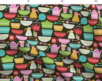 Vintage Kitchen Colorful Fabric - Vintage Kitchen - Bright By Diseminger - Vintage Kitchen Cotton Fabric By The Yard With Spoonflower