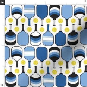 Pickleball Apparel Fabric - Blue Pickleball by specklerock - Blue Yellow White Court Sport Exercise Athlete Clothing Fabric by Spoonflower image 3