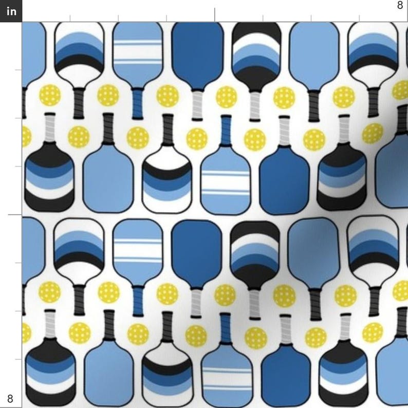 Pickleball Apparel Fabric - Blue Pickleball by specklerock - Blue Yellow White Court Sport Exercise Athlete Clothing Fabric by Spoonflower image 3