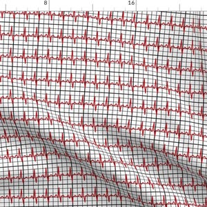 Heartbeat Lines Fabric - Heartbeat Readout By Themadcraftduckie - Heath Care Medical Worker Cotton Fabric By The Yard With Spoonflower