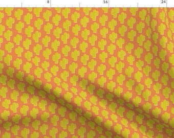 Pink Fabric - Cheerful Cactus  by byre_wilde - Summer Small Scale Marigold Western Daisy Cactus Desert Fabric by the Yard by Spoonflower