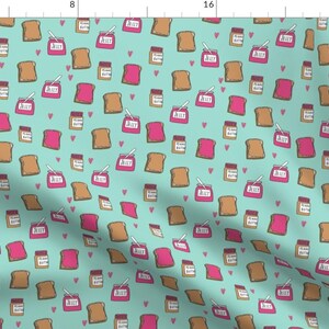 PB&J Fabric - Peanut Butter And Jelly Fun Kids Foods Mint Aqua Teal Turquoise By Andrea Lauren - Cotton Fabric By The Yard With Spoonflower