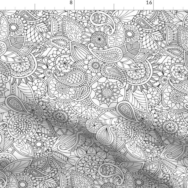 Hand-Drawn Paisley Gray Monochrome Fabric - Doodle Mania - Paisley By Diseminger - Hand-Drawn Cotton Fabric By The Yard With Spoonflower