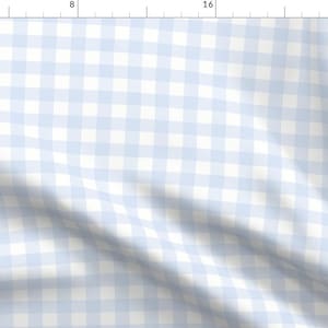 Small Blue Check Fabric - Chambray Blue Gingham by dept_6 - Preppy Light Blue Boy Picnic Garden Cottage Fabric by the Yard by Spoonflower