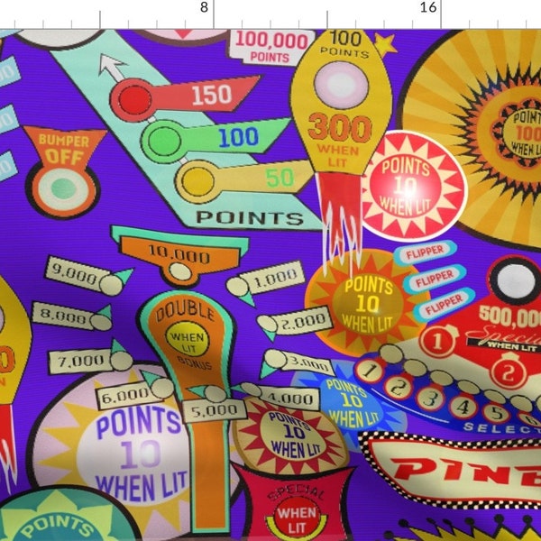 Pinball Machine Fabric - Bright Wizard In Violet - Large By Rubydoor Arcade Game Vintage Retro - Cotton Fabric By The Yard With Spoonflower