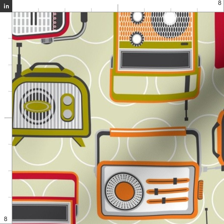 Vintage Radios Fabric Retro Radio by Cjldesigns Technology - Etsy