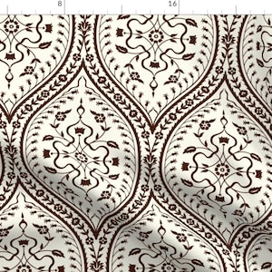 Persian Brown And White Fabric - Serpentine 784b By Muhlenkott - Persian Illustration Repeat Cotton Fabric By The Yard With Spoonflower
