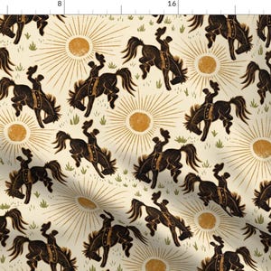 Western Fabric - Cowboys And Sunshine 12" by byre_wilde -  Cowboy Rodeo Wild West Sunshine Horse Bronco Fabric by the Yard by Spoonflower