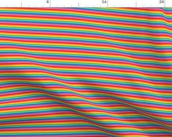 Bold Rainbow Stripes Fabric - Tiny Rainbow Stripes 2 By Misstiina - Rainbow Stripes Geometric Cotton Fabric By The Yard With Spoonflower