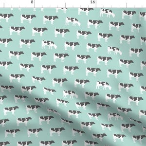Dairy Cow Fabric - Cows On Dark Mint - Farm Fabric By Littlearrowdesign - Farm Animal Cotton Fabric By The Yard With Spoonflower