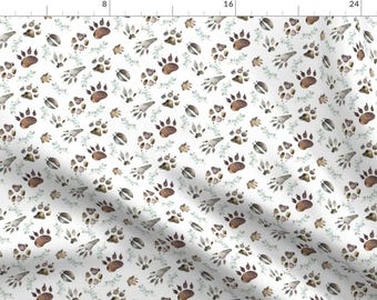 Squirrel Fabric - Animal Tracks by gingerlous -  Nature Forest Bear Footprints Fox Paw Prints Tracks Paws Fabric by the Yard by Spoonflower